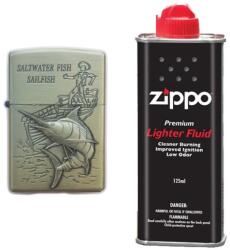  Bricheta Tip Zippo, 3D Relief, Metalica, Peste si Lichid Zippo 125 ml P3 Bricheta