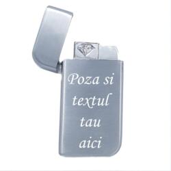  Bricheta Personalizata Argintie, Antivant, Gravata cu Poza si Textul Tau, E2 Bricheta