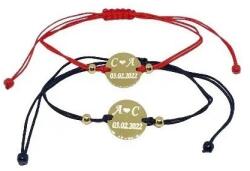 Set de 2 bratari pentru cupluri personalizate cu initiale si data