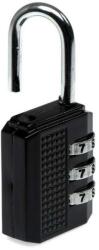  Lacat din metal cu cifru 999 combinatii, 3 linii, negru, 5.5 x 3 x 1 cm