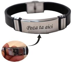  Bratara Model Piele Negru, M4, Personalizata cu Poza ta