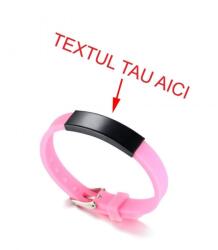  Bratara roz silicon ajustabila gravata personalizata cu textul tau