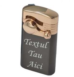  Bricheta metalica cu gaz, antivant, reincarcabila, negru, cutie, personalizata Bricheta