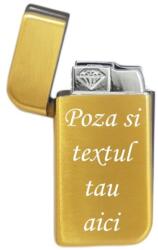  Bricheta Personalizata Aurie, Antivant, Gravata cu Poza si Textul Tau, E2 Bricheta