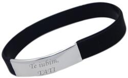  Bratara neagra cu placuta gravata Te iubim. tati
