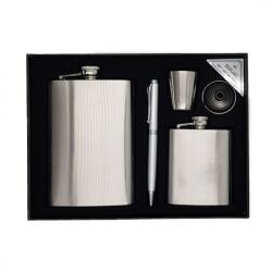  2 sticle metal otel inoxidabil 9oz si 3oz pentru bauturi fine, pahar si pix
