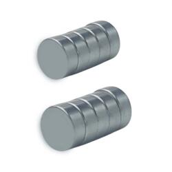  Set 10 magneti foarte puternici, gri, disc, simplu, 10mm X 5 mm