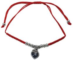  Bratara rosie cu charm pandantiv inima personalizata cu litera ta