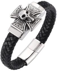 Predator Q1 bőr karkötő - kereszt/koponya 20, 5cm PD0276/V