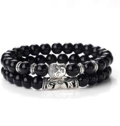 Predator Q1 Amethystwood férfi karkötő, Buddha, szett, 2 db (22192)