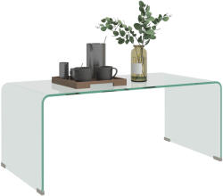 HomCom Măsuță din Sticlă Temperată Modernă pentru Living cu Design Monobloc, 80 x 45 x 35 cm, Transparent | Aosom Romania (839-977V01CR) Masa de cafea