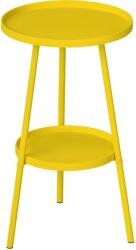 Outsunny Mică masă laterală rotundă cu 2 niveluri masă de grădină pentru terasă living balcon din metal Ø 32 x 51 cm galben | Aosom Romania (84G-573V00YL)