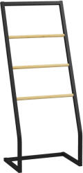 HOMCOM Raft Baie cu 4 Niveluri din Bambus, Suport Prosoape de Dodea Autoportant, 40, 5x28x98 cm, Negru | Aosom Romania (850-306V00MX)