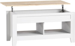 HomCom Măsuță de cafea industrială cu spațiu de depozitare și blat elevabil, pentru living, casă sau birou, 105x50x49 cm, alb, natur | Aosom Romania (839-135V80ND) Masa de cafea
