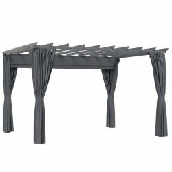 Outsunny Pergolă aprox. 3, 6 x 3 m, pavilion de grădină, copertină din aluminiu cu acoperiș reglabil, gri închis | Aosom Romania (84C-199V02CG)