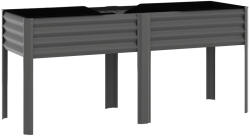 Outsunny Pat de grădină înălțat din metal, cutie de plantare extra mare cu traverse de întărire și insert din material nețesut, 180 x 55 x 80 cm, gri închis | Aosom Romania (84H-573V00CG)