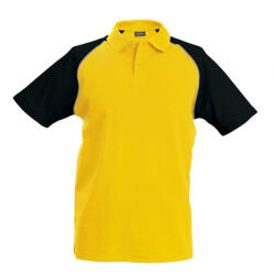 Kariban Férfi galléros póló Kariban KA226 Baseball - Short-Sleeved polo Shirt -2XL, Yellow/Black
