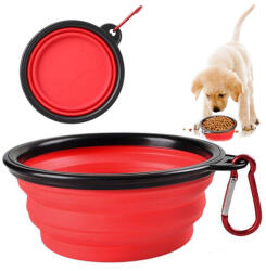  Összecsukható Utazótál Kutyáknak, Piros, 400 ml