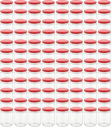 vidaXL 96 db 230 ml-es befőttesüveg piros tetővel 50801 (50801)