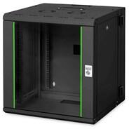 ASSMANN Rack Unique 19" 12U 643x600x600mm kétrészes üvegajtós fekete fali rack szekrény (DN-19 12-U-3-SW)