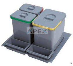 EKOTECH - Beépíthető hulladékgyűjtő PRACTIKO 600 - 1x12 liter+2x5 liter + 2 tartó - webmuszaki
