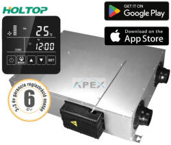 HOLTOP Eco-Smart Pro Plus XHBQ-D3.5 DMTHC központi hővisszanyerős szellőztető entalpia hőcserélővel, LCD kijelzős vezérléssel, WiFi-vel