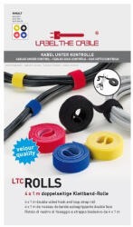 Label-the-cable ROLLS vezetékkötegelő Tépőzár Fekete, Kék, Vörös, Sárga 4 db (LTC 1230)