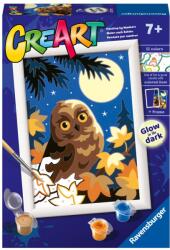Ravensburger - CreArt pictura pe numere pentru copii bufnita care straluceste in intuneric - RVSPBN23711 (RVSPBN23711)