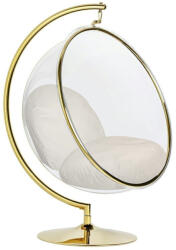 King Home Bubble Stand Gold függőfotel akril bézs velúr párnával (KHM-JH200-1-56-GOLD)