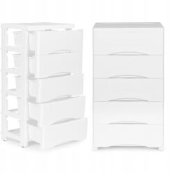 ModernHOME Könyvespolc 5 kihúzható fiókkal, kerekekkel fehér ModernHome (PJJCBS0024-05B)