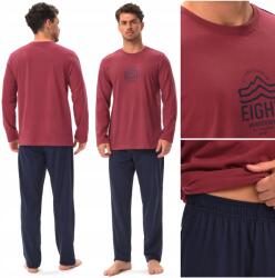 Henderson Férfi Pizsama Henderson Jetson hosszú ujjú szett 100% Pamut XL (41903-83X BORDOWA GŁADKA)