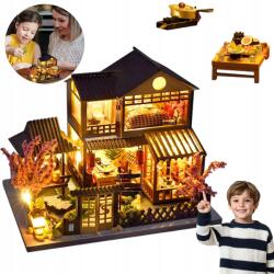  Fa Szett 3D Diy Mini Ház Led Világítással És Dekorációval Barna (231012SU02-W)