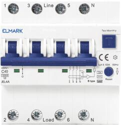 ELMARK 40473A Áram-védőkapcsoló 2 pólusú JEL4A 6kA 4P 20A/30mA RCBOJEL4A (40473A)