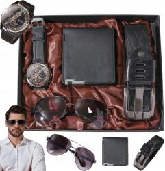  Kiváló Minőségű Úriember Karóra - Kvarc Karóra, Szemüveg, Portella, Öv (240515SU01-3)