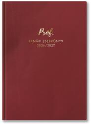 TopTimer Tanári zsebkönyv TOPTIMER Prof PVC műbőrborító A/5 heti 145x205 mm Bordó 2026-2027 (27P100T-201) - vectraline