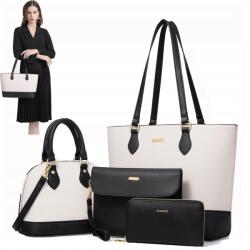  Női Kézitáska Fekete-fehér Négy Darabos Szett