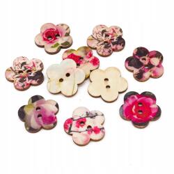 MIXFORM Dekorációs gombok Fa, Festett Mintás, Virág, Mix, 4x2.5mm, 10db (13WB25234)