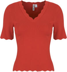 PIECES Topuri și Bluze Femei PCJULINE SS V-NECK KNIT Pieces roșu EU M