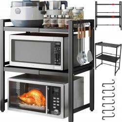  Polc Mikrohullámú Sütő Állvány 6 Kampós Konyhai Rendszerező Állvány 3SZINTES (250109XF18)