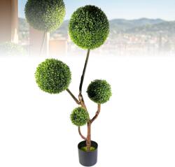  Planta artificiala ornamentala 120 cm in ghiveci, model topiar cu bile decorative, decor interior modern fara intretinere (25075-8)