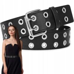  Öv Női Bőr Fekete Dupla Csattal Punk Stílusú Nadrághoz (Pasek22)
