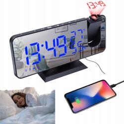 DMX Elektronikus Óra Led Digitális Ébresztőóra Projektor Tükör Hőmérő 4in1 (neo62406)