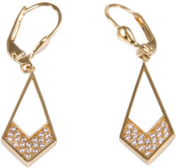 Ékszershop Köves szögletes lógós arany fülbevaló (1328705)