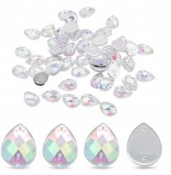 MIXFORM Akril varrható strasszok AB-Színes csepp, Átlátszó, 14x10x4mm, 50db (13WB14964)