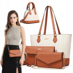  Női Kézitáska Szett 4DB-OS Elegáns Kézitáska Minden Alkalomra Barna