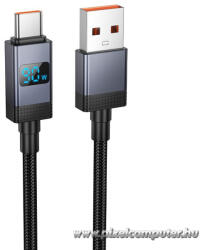 hoco. X118 - 5A USB-A - USB-C gyorstöltő kábel LED teljesítmény kijelzővel, 1 méter (6942007655088)