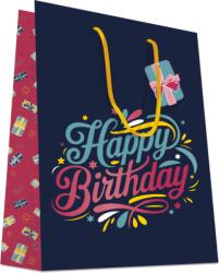 Beaumont ajándéktasak, extra nagy (32x14x40 cm) sötétkék-pink, Happy Birthday (6) (7661XL)
