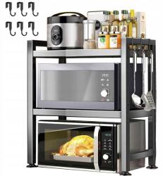  Konyhai Polc Mikrohullámú Sütő Állvány Háromrétegű 6 Kampóval (STOLIK2)