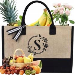  Női Kézitáska Vászon Táska S Betűs Vászon Válltáska Shopper Táska (231114XF03-2)