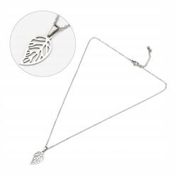 MIXFORM Nyaklánc medállal, Rozsdamentes acél, Levél, Kész alap, 45cm, 1db (13WB27725)